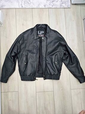 Black Leather Bomber Jacket